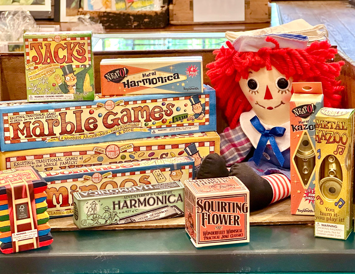 Child’s play is a serious matter, and our vintage toys, books, and games spark imaginations and creativity. 